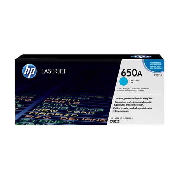 HP 650A - Ciano - originale - LaserJet - cartuccia toner (CE271A) - per Color LaserJet Enterprise CP5520, CP5525, M750