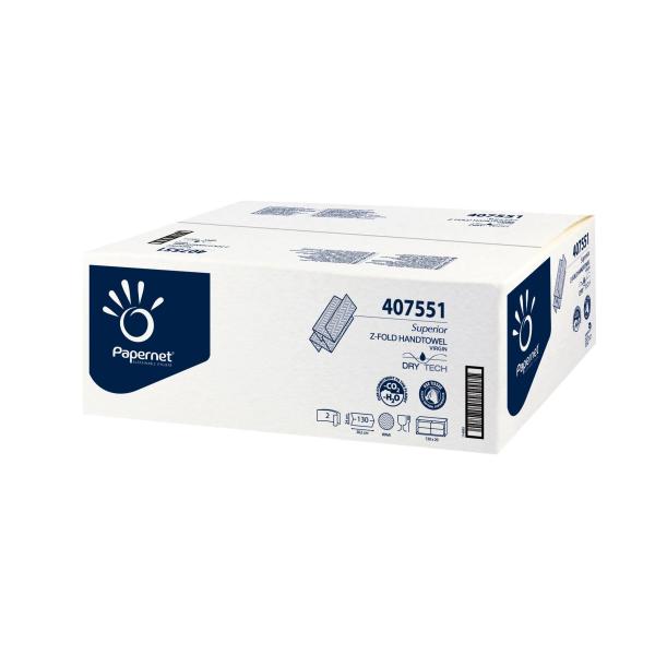 Papernet Superior - Asciugamani - pura cellulosa - 130 fogli - piega a Z - bianco - per P/N: 406720