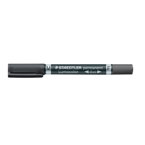 STAEDTLER Lumocolor duo - Pennarello a due punte - permanente - nero - 1.5 mm / 0.6 mm - medio / fine