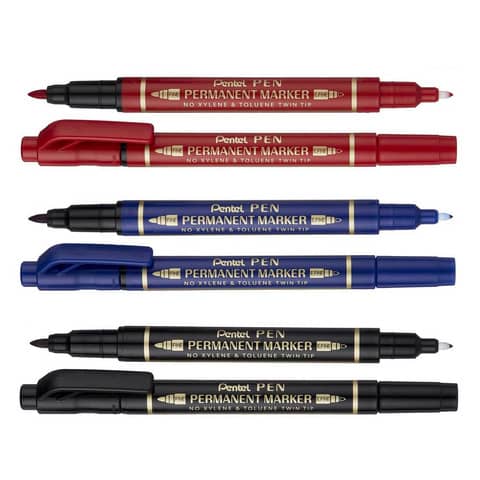 Pentel PEN N75W - Pennarello a due punte - permanente - blu - fine / extra fine
