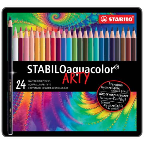 STABILO aquacolor - Matita acquerellabile - acquerello - permanente - colori brillanti - 2.8 mm (pacchetto di 24)