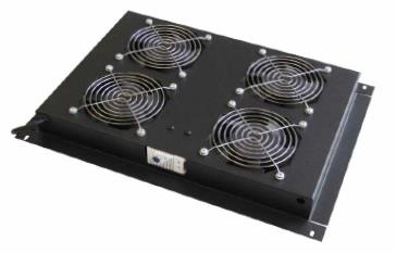 WP RACK - Vassoio ventola rack - con 4 ventole di raffreddamento, termostato - nero, RAL 9005