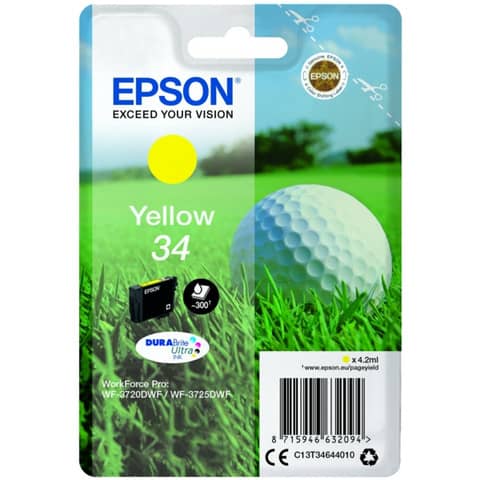 Epson 34 - 4.2 ml - giallo - originale - cartuccia d'inchiostro - per WorkForce Pro WF-3720, WF-3720DWF, WF-3725DWF