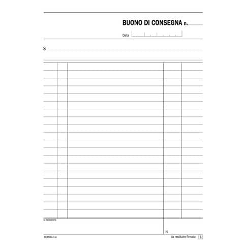 Data Ufficio - Voucher di consegna - 33 fogli - 215 x 148 mm - tripla - senza carbonio - numerato