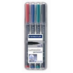 STAEDTLER Lumocolor 313 - Marcatore - permanente - nero, rosso, blu, verde - 0.4 mm - superfine (pacchetto di 4)