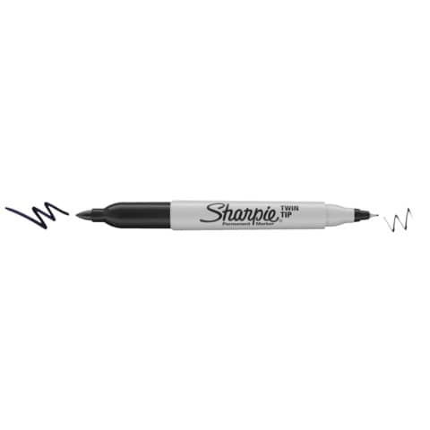 Sharpie - Pennarello a due punte - permanente - nero - inchiostro base acqua - 0.5 mm / 0.9 mm - ultra fine / fine (pacchetto di 12)