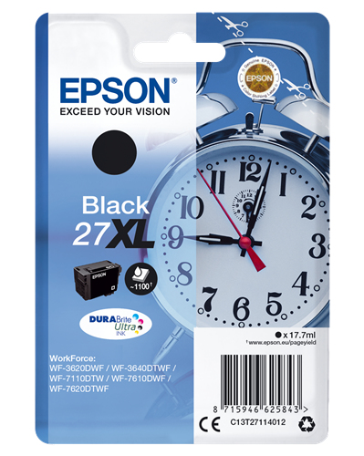 Epson 27XL - 17.7 ml - XL - nero - originale - cartuccia d'inchiostro - per WorkForce WF-3620, WF-3640, WF-7110, WF-7210, WF-7610, WF-7620, WF-7710, WF-7715, WF-7720