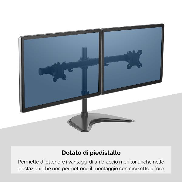 Fellowes Professional Series Free-standing Dual Horizontal Monitor Arm - Supporto - per 2 monitor - nero - dimensione schermo: fino a 27"