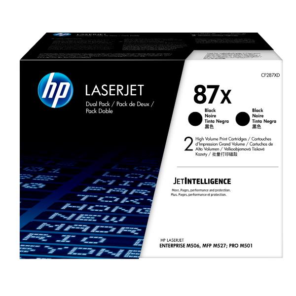 HP 87X - Confezione da 2 - Alta resa - nero - originale - LaserJet - cartuccia toner (CF287XD) - per LaserJet Managed E50045; LaserJet Managed Flow MFP E52545