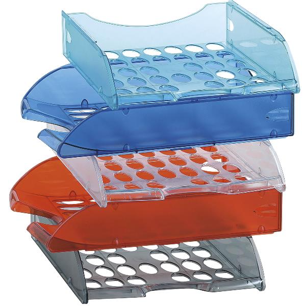 Vaschetta portacorrispondenza forata E040 - 26 x 34,5 x 6,5 cm - blu trasparente - Fellowes