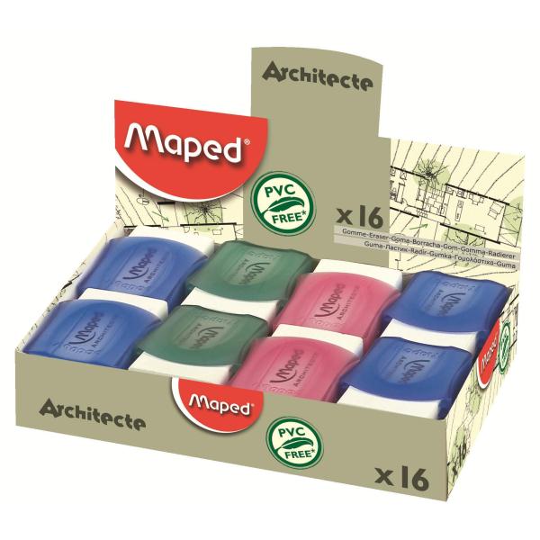 Maped Architecte - Gomma - traslucidi assortiti (pacchetto di 16)