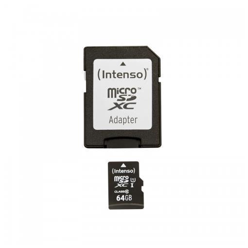 Intenso Premium - Scheda di memoria flash (adattatore da microSDXC a SD in dotazione) - 64 GB - UHS Class 1 / Class10 - UHS-I microSDXC