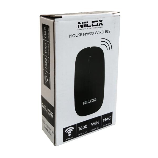 Nilox MW30 - Mouse - ottica - 4 pulsanti - senza fili - nero