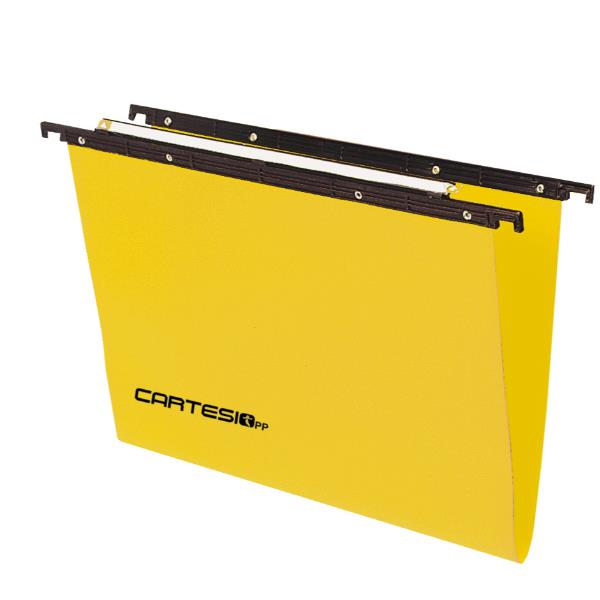 Bertesi Cartesio PP 500 - Cartella sospesa - V-Base - con schede - giallo (pacchetto di 25)