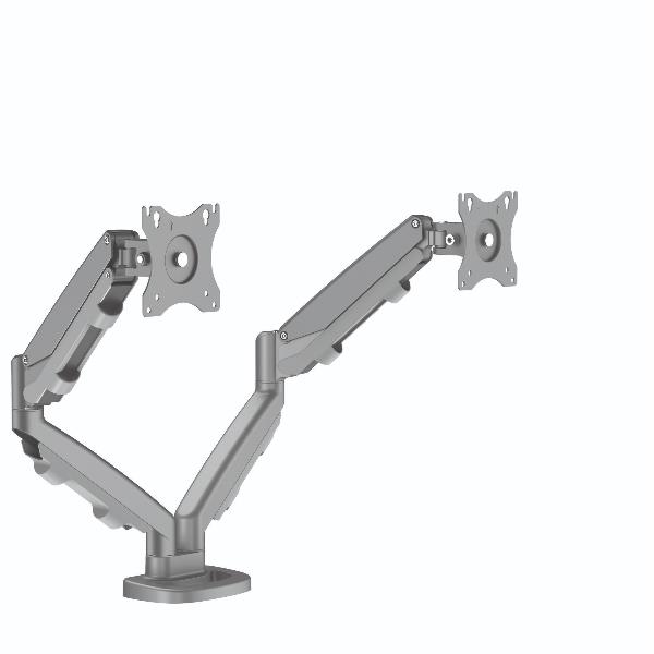 Fellowes - Kit montaggio - doppi bracci regolabili - per 2 monitor - metallo - argento, RAL 9023 - dimensione schermo: 10"-39" - installabile con morsetto, rondella, montabile su desk