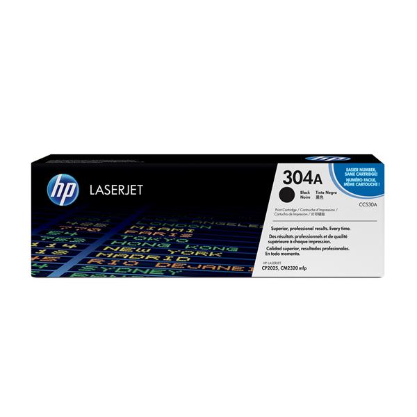 HP 304A - Nero - originale - LaserJet - cartuccia toner (CC530A) - per Color LaserJet CM2320fxi, CM2320n, CM2320nf, CP2025, CP2025dn, CP2025n, CP2025x