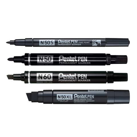 Pentel PEN N50 S - Marcatore - permanente - nero - 1 mm - fine
