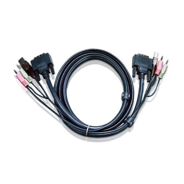 ATEN 2L-7D02UI - Cavo audio / video / USB - USB, mini-phone stereo 3.5 mm, DVI-I (M) a mini-phone stereo 3.5 mm, USB Tipo B, DVI-I (M) - 1.8 m - per ATEN CS1768