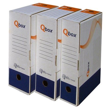 Bertesi Qbox - Cartella a scatola - larghezza dorsale 105 mm - per 330 x 245 mm - bianco (pacchetto di 25)