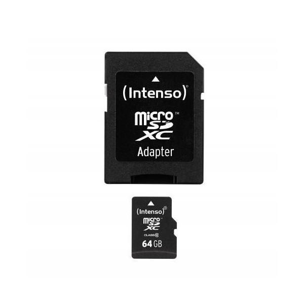 Intenso - Scheda di memoria flash (adattatore da microSDXC a SD in dotazione) - 64 GB - Class 10 - microSDXC