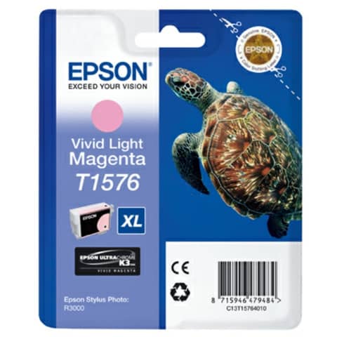 Epson T1576 - 25.9 ml - magenta chiaro Vivid - originale - blister - cartuccia d'inchiostro - per Stylus Photo R3000