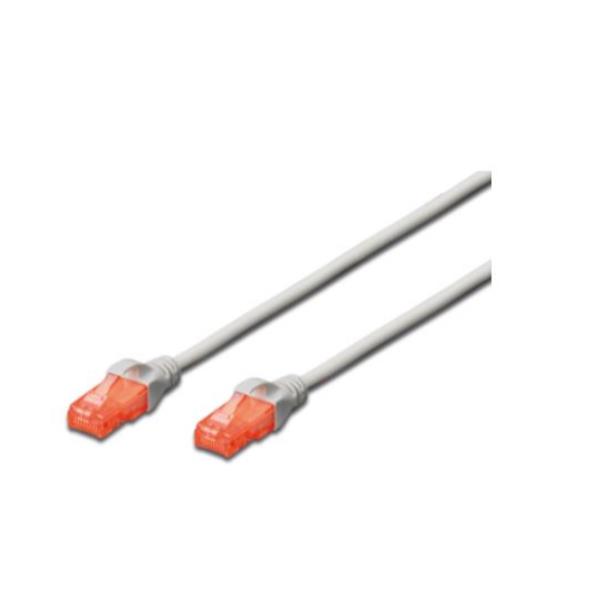 DIGITUS Professional - Cavo patch - RJ-45 (M) a RJ-45 (M) - 10 m - UTP - CAT 6 - IEEE 802.3 - senza alogeni, stampato, antiaggrovigliamento - grigio