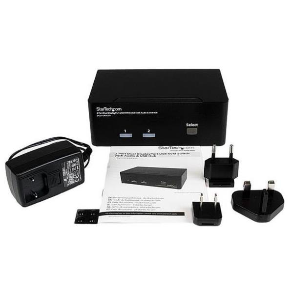 StarTech.com Switch KVM USB doppio DisplayPort 2 porte con audio e hub USB 2.0 - Switch KVM / audio - 2 x KVM / audio - 1 utente locale - desktop - per P/N: IM12D1500P, SVA12M2NEUA, SVA12M5NA