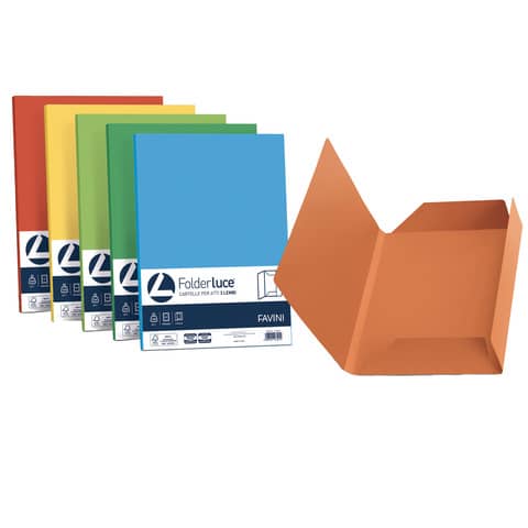 FAVINI HOME-OFFICE PROFESSIONAL Luce-Acqua - Cartelletta a 3 lembi - per 245 x 345 mm - colori assortiti (pacchetto di 25)