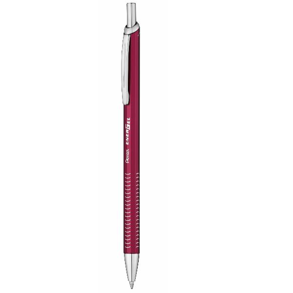 Penna roller EnerGel Metal Slim - punta 0,7 mm - fusto rosso - Pentel