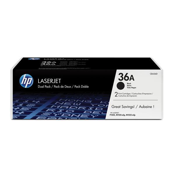 HP 36A - Confezione da 2 - nero - originale - LaserJet - cartuccia toner (CB436AD) - per LaserJet M1120 MFP, M1120n MFP, M1522n MFP, M1522nf MFP, P1505, P1505n, P1506