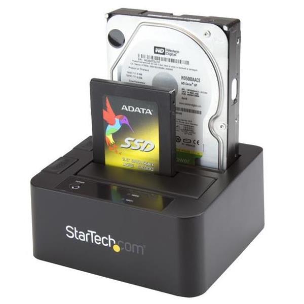 StarTech.com Dual-Bay USB 3.0 eSATA to SATA Hard Drive Docking Station, USB Hard Drive Dock, External 2.53.5 SATA IIIIII, SSDHDD Docking Station, Hot-Swap Hard Drive Bays - Top-Loading - Storage controller - 2.5", 3.5" - SATA 6Gb/s - eSATA 6Gb/s, USB 3.0 - nero - per P/N: SVA12M5NA