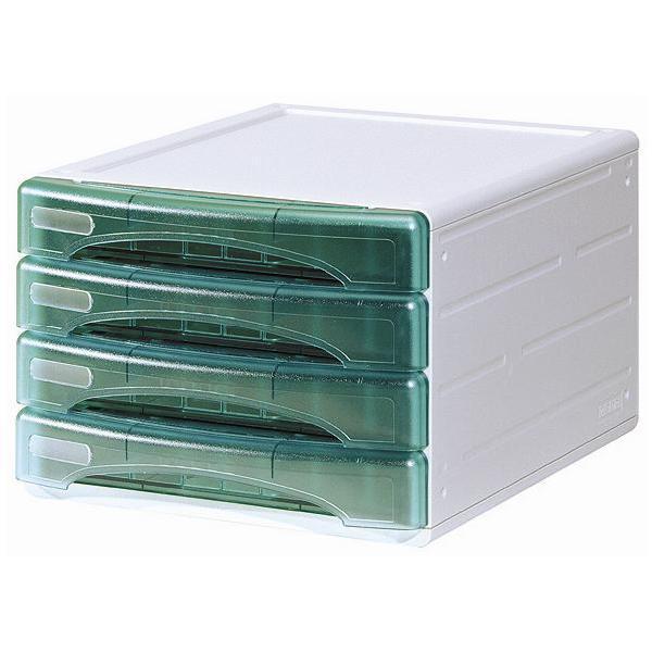 ARDA Olivia - Cassettiera - 4 cassetti - per A4, 265 x 335 mm - verde trasparente