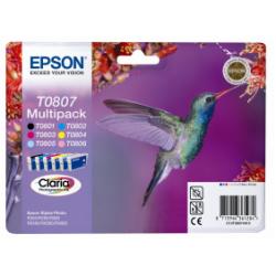 Epson T0807 Multipack - Nero, giallo, ciano, magenta, magenta chiaro, cyan chiaro - originale - blister con radiofrequenza / allarme acustico - cartuccia d'inchiostro - per Stylus Photo P50, PX650, PX660, PX700, PX710, PX720, PX730, PX800, PX810, PX820, PX830