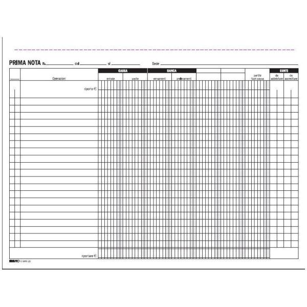 Edipro - Modulo prima nota - 50 fogli - 220 x 300 mm - duplicato - senza carbonio