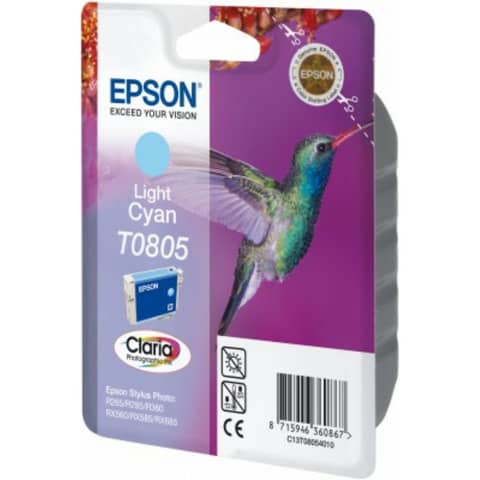 Epson T0805 - 7.4 ml - cyan chiaro - originale - blister - cartuccia d'inchiostro - per Stylus Photo P50, PX650, PX660, PX700, PX710, PX720, PX730, PX800, PX810, PX820, PX830