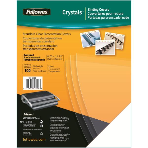 Fellowes - A4 (210 x 297 mm) - trasparente - 240 g/m² - 100 pezzi copertina in PVC per rilegatura - per Fellowes Galaxy 500, Galaxy Wire, Pulsar+ 300, Quasar+ 500, Star 150, Star+ 150