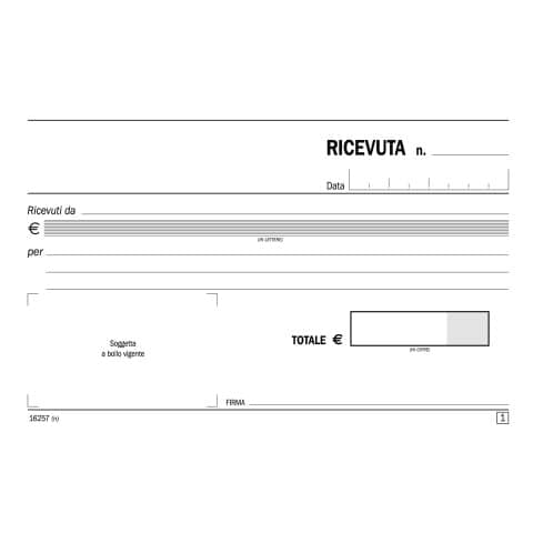 Data Ufficio - Registro delle ricevute di pagamento - 50 fogli - 168 x 100 mm - duplicato - senza carbonio