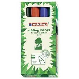 edding EcoLine 28 board - Marcatore - nero, rosso, blu, verde - inchiostro pigmentato - 1.5-3 mm (pacchetto di 4)