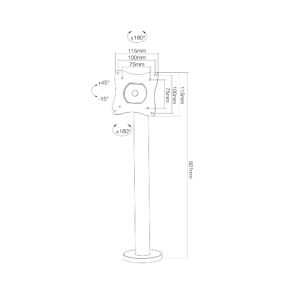 Neomounts NS-DPOS100 - Kit montaggio - video full-motion - per display LCD - nero - dimensione schermo: 10"-32" - montabile su desk