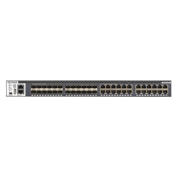 NETGEAR M4300-24X24F - Switch - L3 - gestito - 24 x 10/100/1000/10000 + 24 x 10 Gigabit SFP+ - flusso d'aria da anteriore a posteriore - montabile su rack