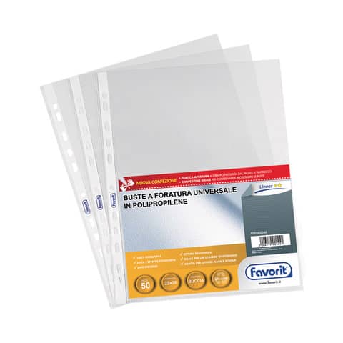 Favorit LINEAR - Busta trasparente - per 220 x 300 mm - trasparente (pacchetto di 50)