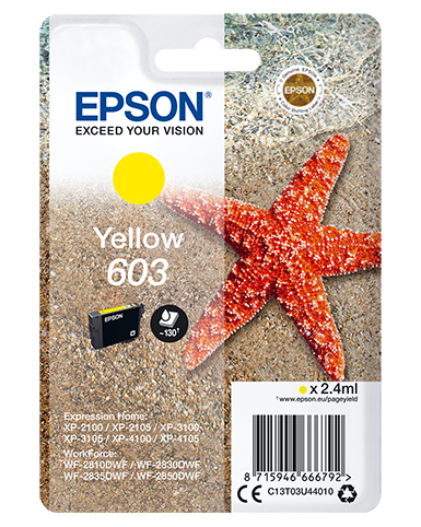 Epson 603 - 2.4 ml - giallo - originale - blister - cartuccia d'inchiostro - per Expression Home XP-2150, 2155, 3150, 3155, 4150, 4155; WorkForce WF-2820, 2840, 2845, 2870
