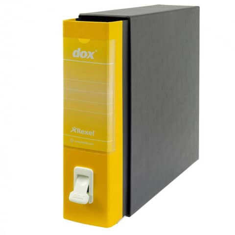 Rexel Dox Box 1 - Cartellina con meccanismo a leva - larghezza dorsale 80 mm - per A4 - capacità 500 fogli - giallo