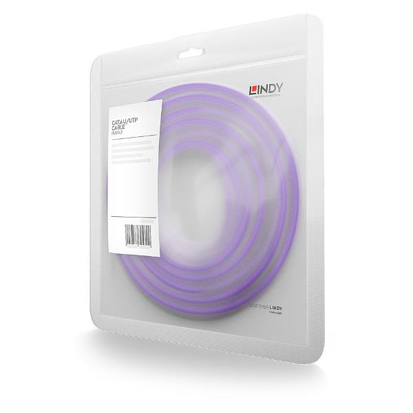 Lindy - Cavo di rete - RJ-45 (M) a RJ-45 (M) - 5 m - UTP - CAT 6 - stampato, antiaggrovigliamento, bloccato - viola