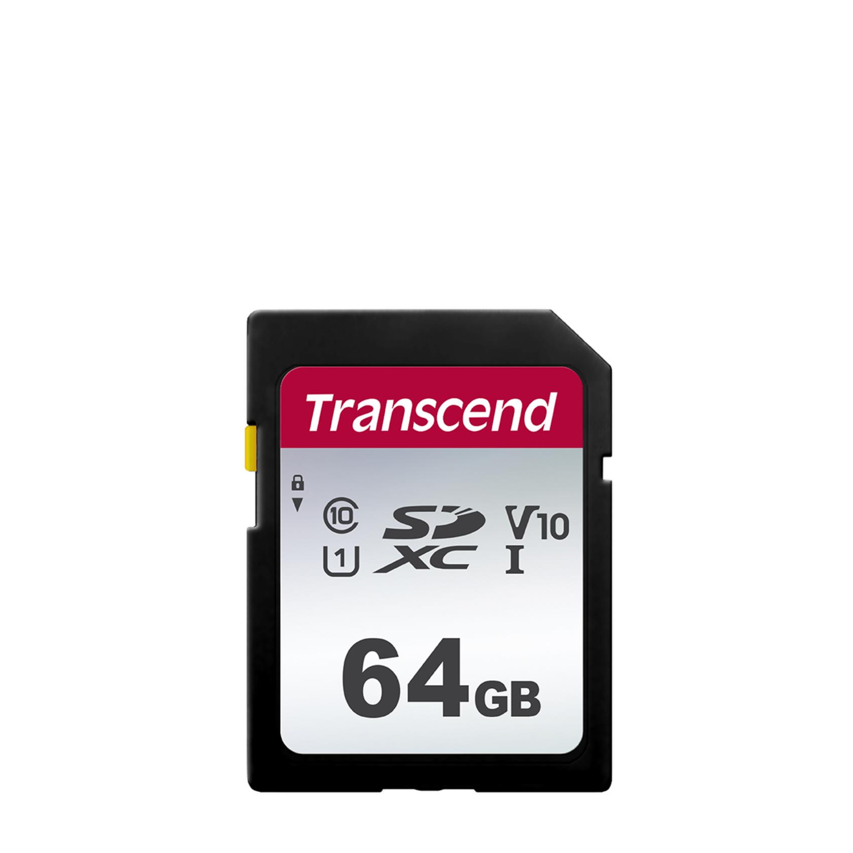 Transcend 300S - Scheda di memoria flash - 64 GB - Video Class V10 / UHS-I U1 / Class10 - UHS-I SDXC