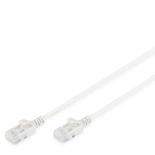 DIGITUS Slim - Cavo patch - RJ-45 (M) a RJ-45 (M) - 1 m - UTP - CAT 6 - senza alogeni, stampato, antiaggrovigliamento - grigio