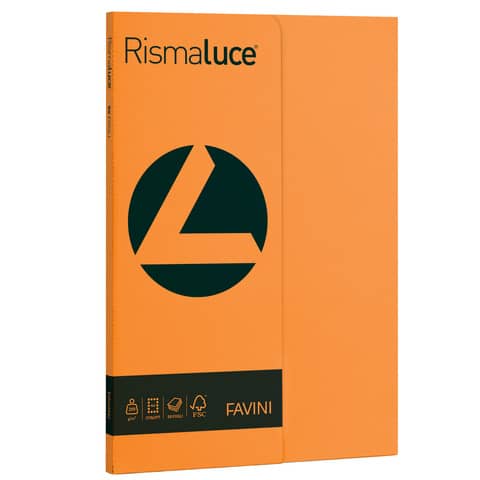 FAVINI RismaLuce Small - Cellulosa - arancione - A4 (210 x 297 mm) - 200 g/m² - 50 fogli carta comune