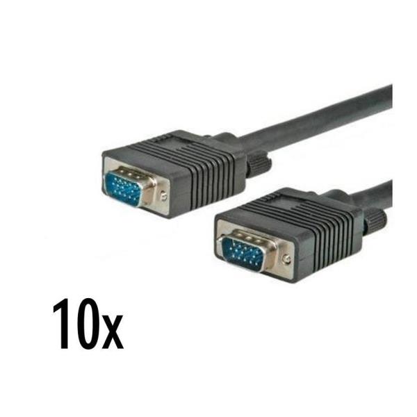 Nilox - Cavo VGA - HD-15 (VGA) (M) a HD-15 (VGA) (M) - 2 m - nero (pacchetto di 10)