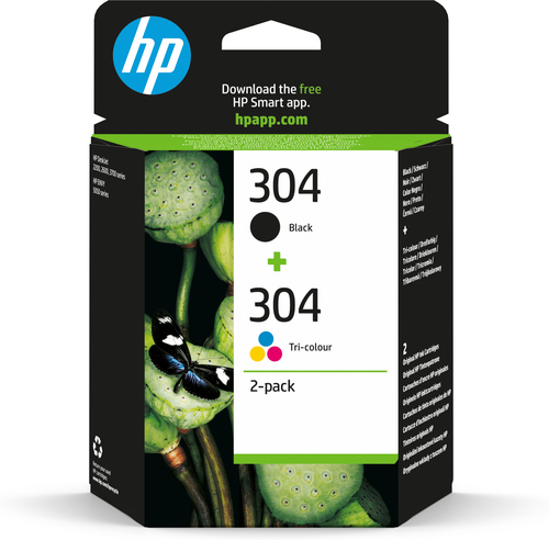 HP 304 - Confezione da 2 - colore (ciano, magenta, giallo), pigmento nero - originale - cartuccia d'inchiostro - per AMP 130; Deskjet 26XX, 37XX; ENVY 50XX