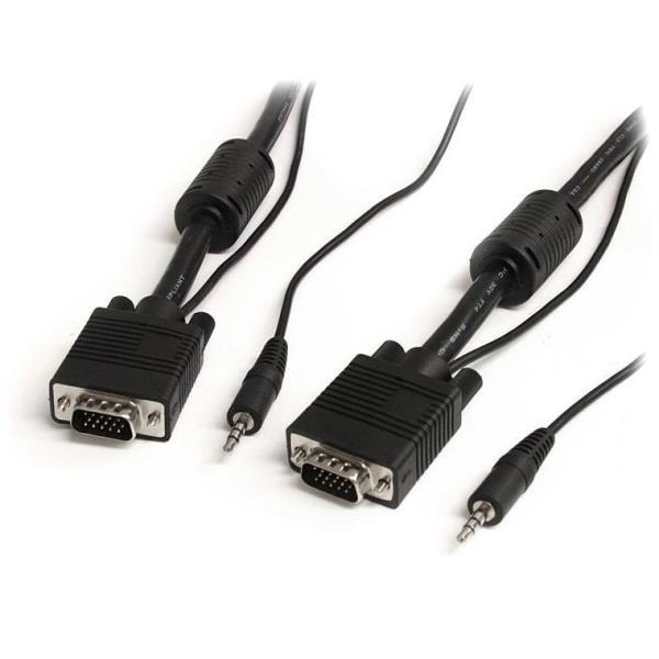 StarTech.com Cavo coassiale estensione video VGA per monitor ad alta risoluzione da 10 m con audio - HD15 a HD15 M/M (MXTHQMM10MA) - Cavo VGA - HD-15 (VGA), mini-phone stereo 3.5 mm (M) a HD-15 (VGA), mini-phone stereo 3.5 mm (M) - 10 m - viti a serraggio manuale - nero